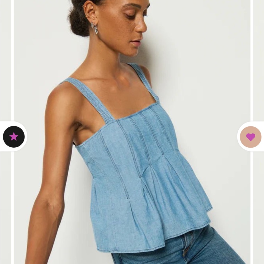 Nation LTD
dove blue chambray pleated tank size XS NWT